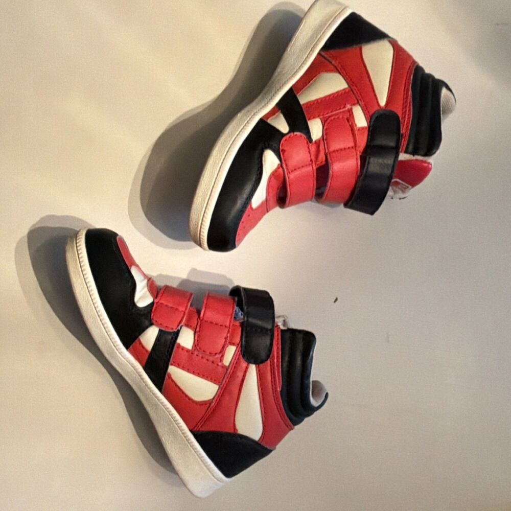 Fashion ML9Z +3 High Top Sneakers Red Black White Women’s  (size 35 or 5 US)